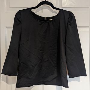 Silence + Noise Black Blouse with Puffed Sleeve - Size Medium